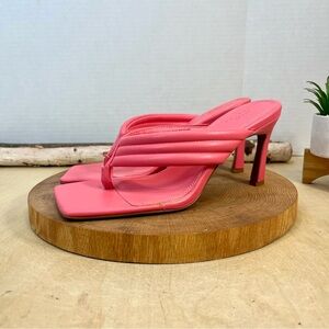 ASOS Pink Padded Strappy Heeled Sandals Square Toe Size 10
